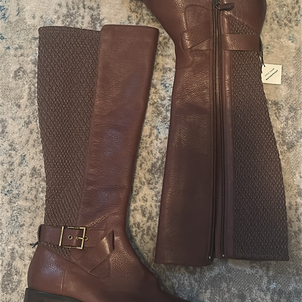Cole Haan Dark Brown Leather Boots with Buckle